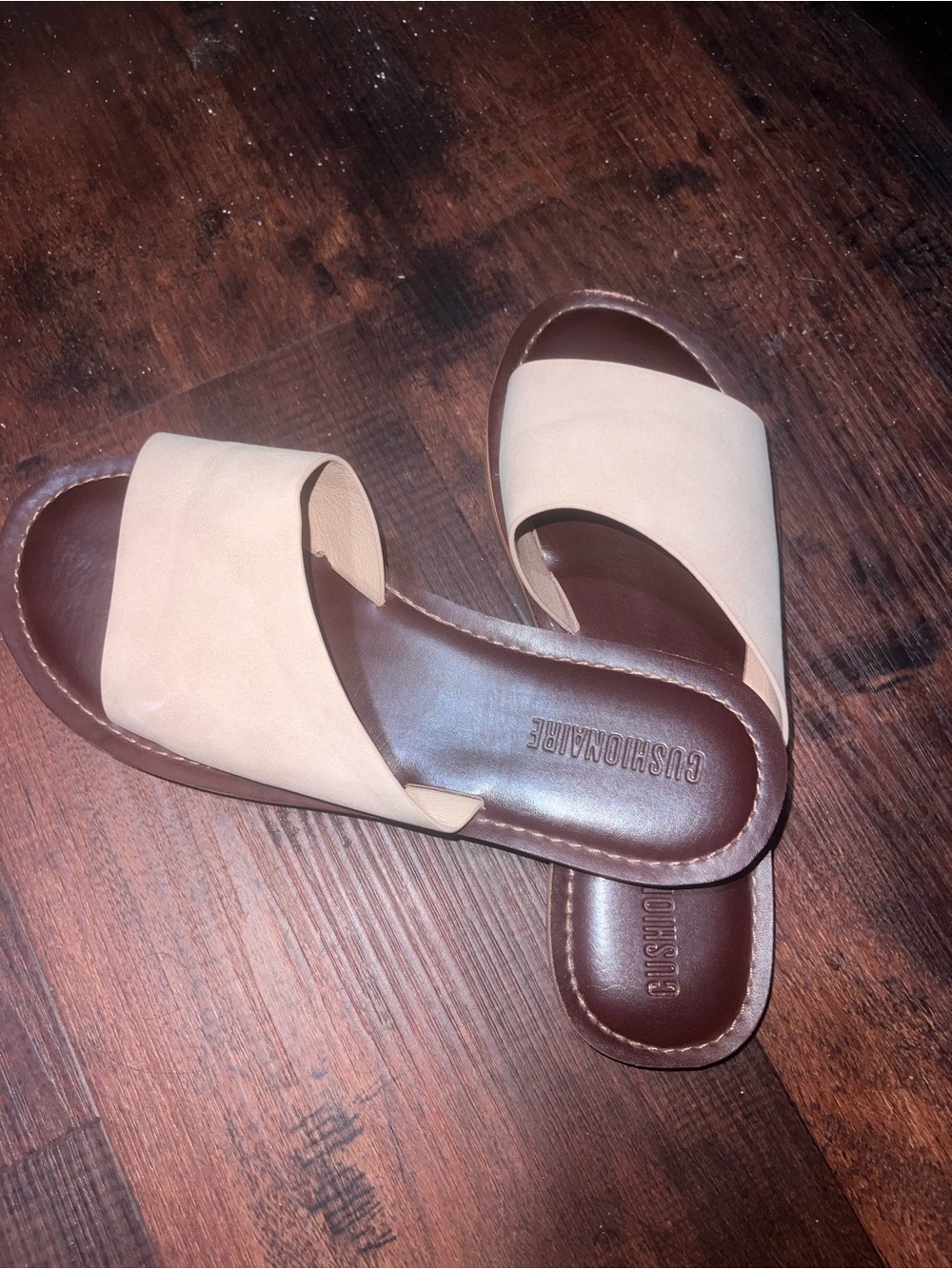 Cushionaire Beige Slide Sandals for Women